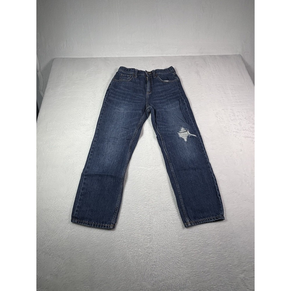 Old Navy Girls High Rise Slouchy Straight Ripped Jeans Built In Tough Blue Sz 14